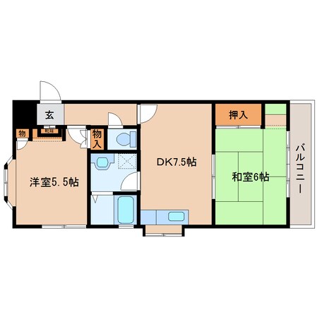 王寺駅 バス13分  下牧南口下車：停歩1分 2階の物件間取画像